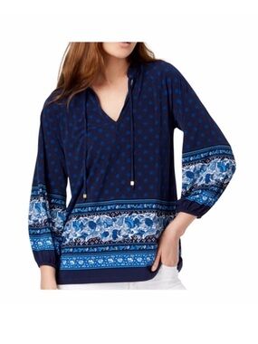 Michael Kors Sunny Batik Printed Peplum Top